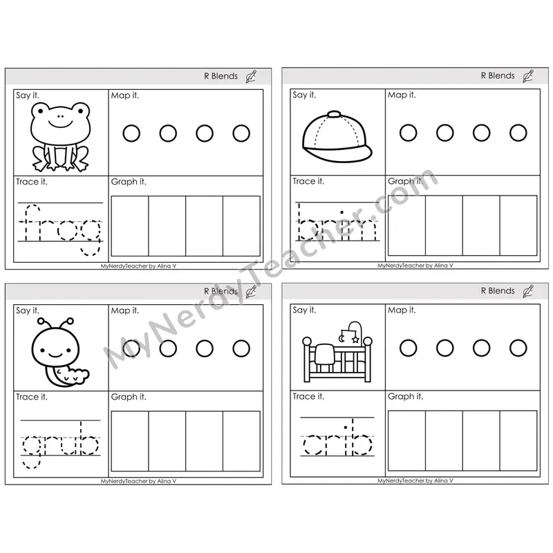 R Blends — BW (C3 — Say It, Graph It, Map It, Trace It)