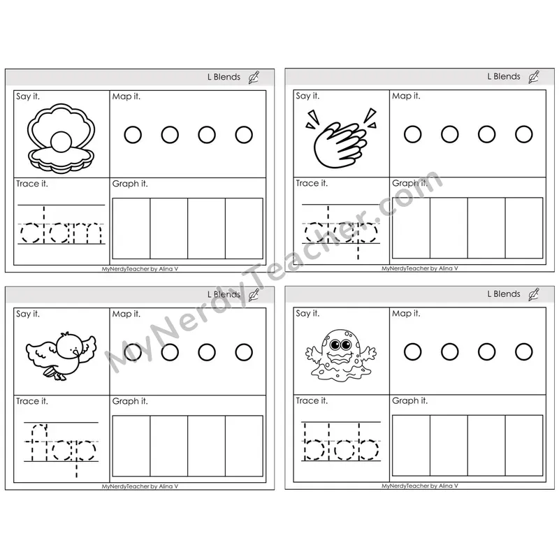 L Blends — BW (C3 — Say It, Graph It, Map It, Trace It)