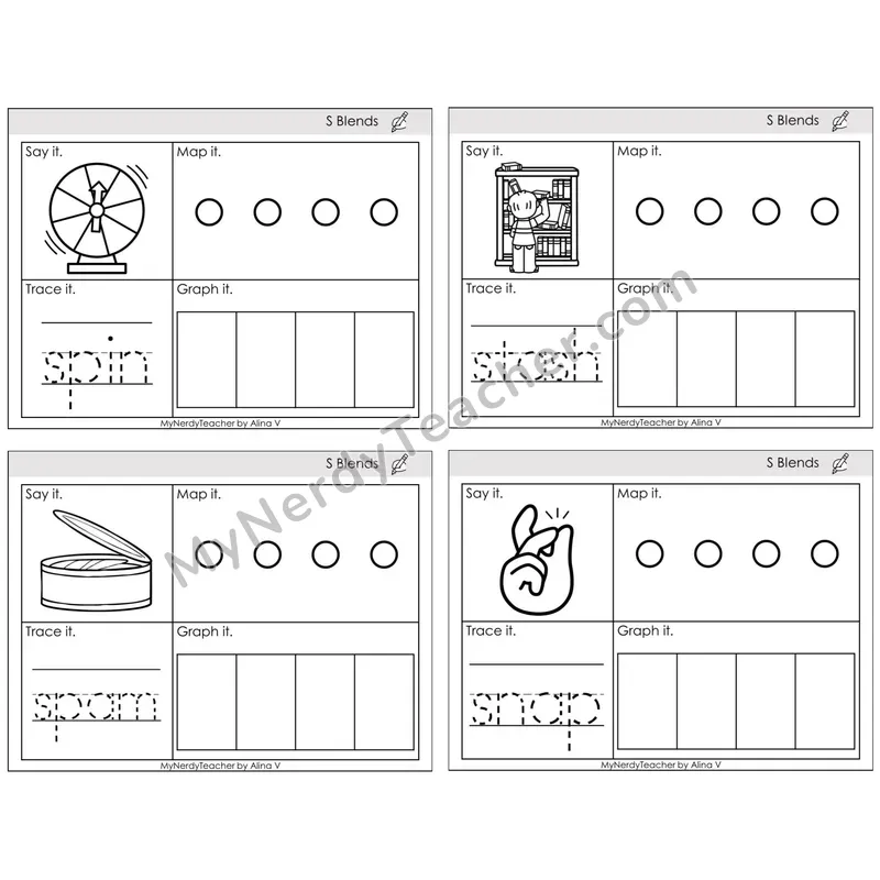 S Blends — BW (C3 — Say It, Graph It, Map It, Trace It)
