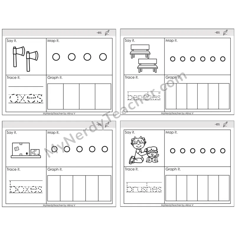 Inflectional Ending -es — BW (C3 — Say It, Graph It, Map It, Trace It)