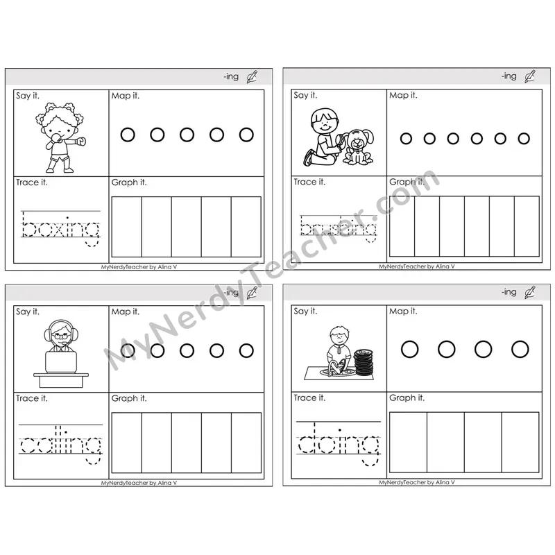 Inflectional Ending -ing — BW (C3 — Say It, Graph It, Map It, Trace It)