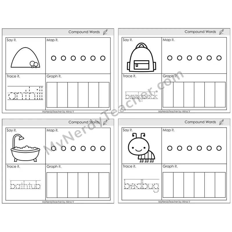 Compound Words — BW (C3 — Say It, Graph It, Map It, Trace It)