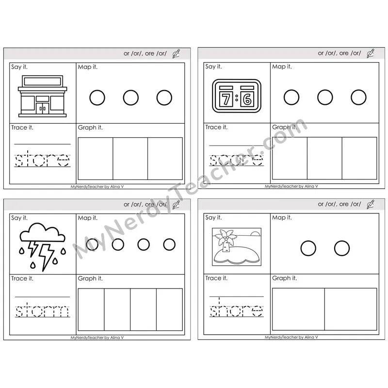 R-Controlled or, ore /or/ — BW (C3 — Say It, Graph It, Map It, Trace It)