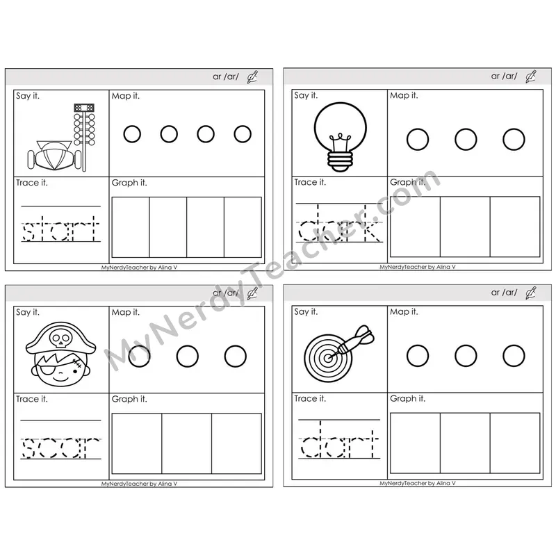 R-Controlled ar /ar/ — BW (C3 — Say It, Graph It, Map It, Trace It)