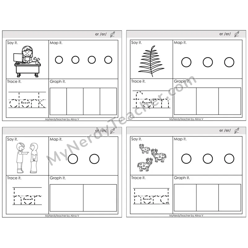 R-Controlled er /er/ — BW (C3 — Say It, Graph It, Map It, Trace It)