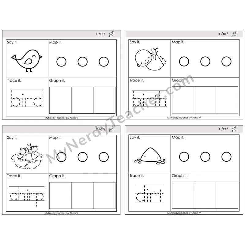 R-Controlled ir /er/ — BW (C3 — Say It, Graph It, Map It, Trace It)