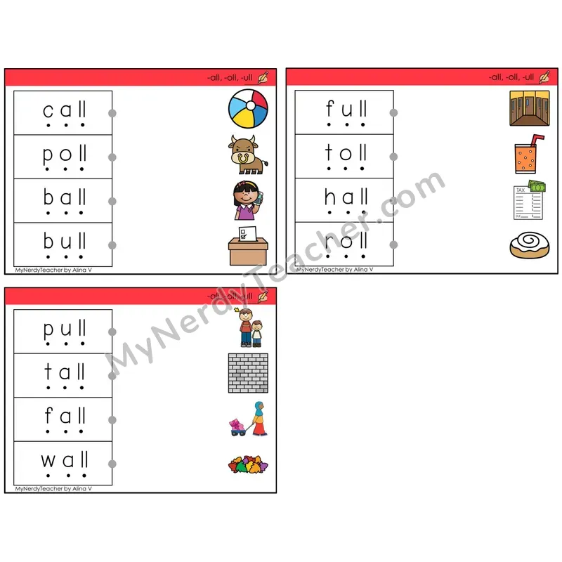-all, -oll, -ull Word Families (C4 — Blend and Match)