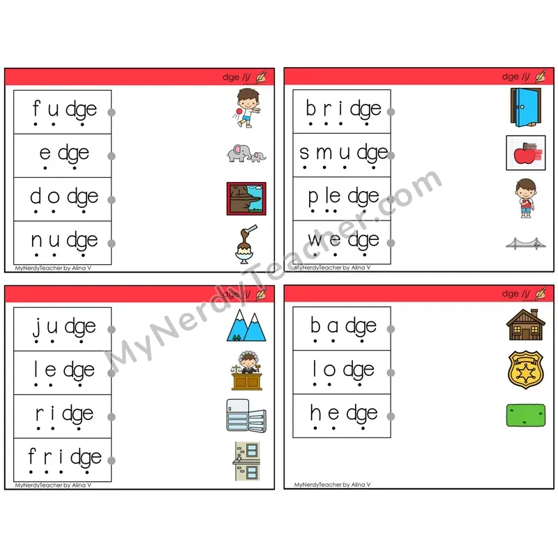 Trigraph dge /j/ (C4 — Blend and Match)