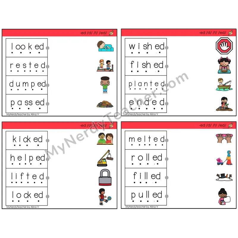 Inflectional Ending -ed (/d/, /t/, /ed/) (C4 — Blend and Match)