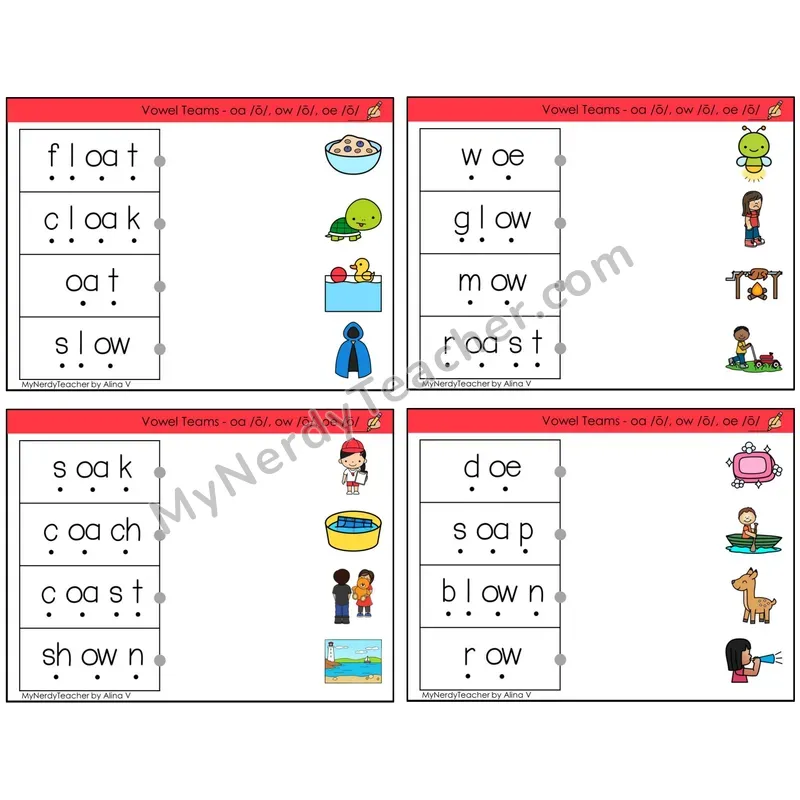 Vowel Teams oa, ow, oe /o/ (C4 — Blend and Match)