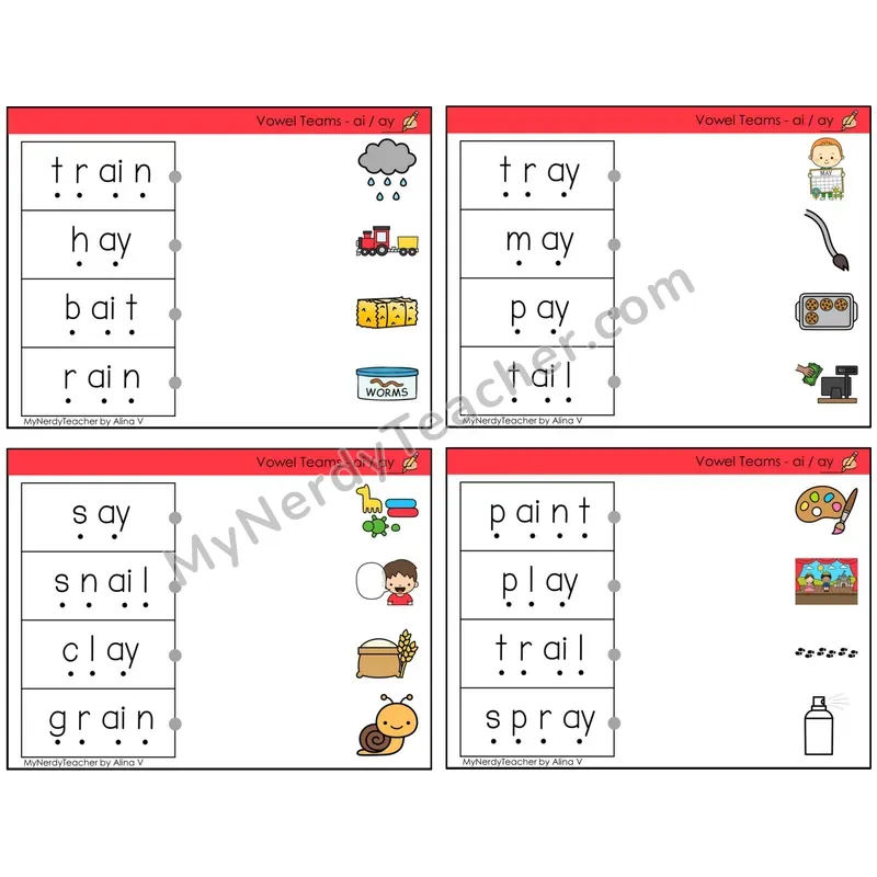 Vowel Teams ai, ay /a/ (C4 — Blend and Match)