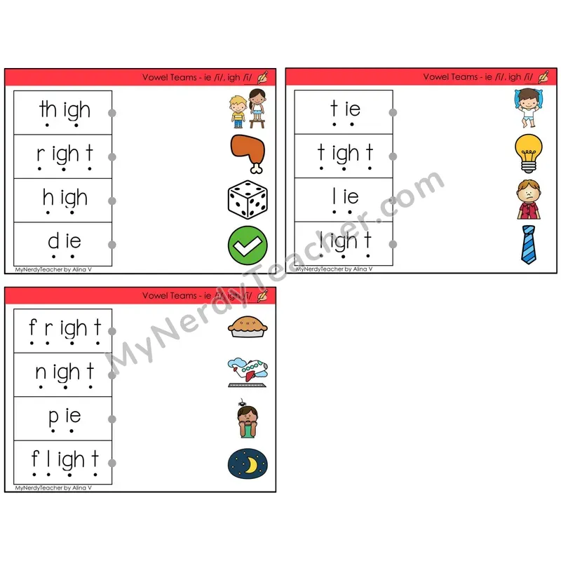 Vowel Teams ie, igh /i/ (C4 — Blend and Match)