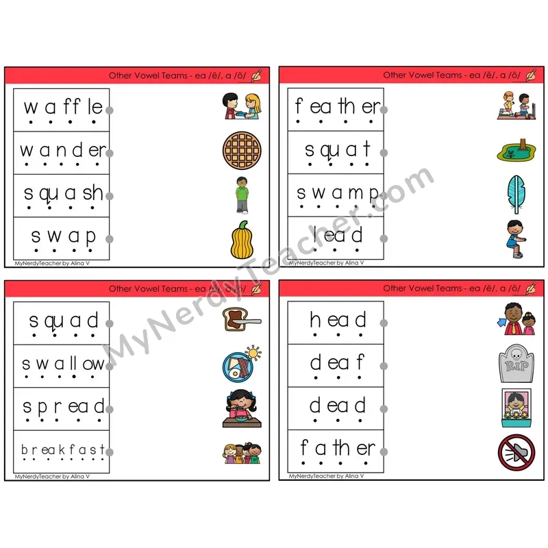 Vowel Teams ea /e/, a /o/ (C4 — Blend and Match)