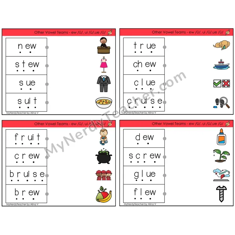 Vowel Teams ew, ui, ue /u/ (C4 — Blend and Match)