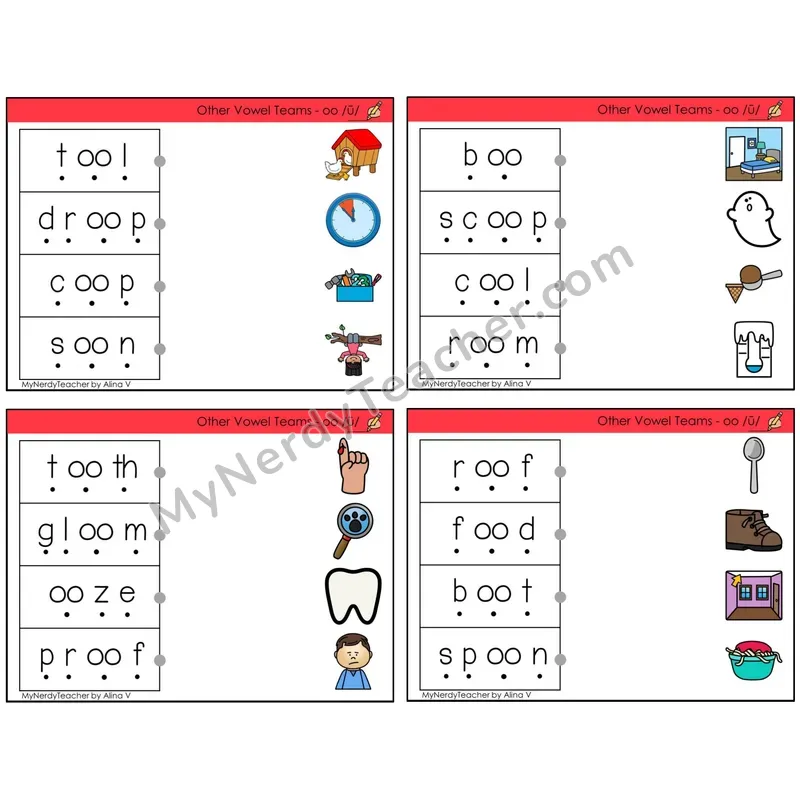 Vowel Teams oo /oo/ (moon) (C4 — Blend and Match)