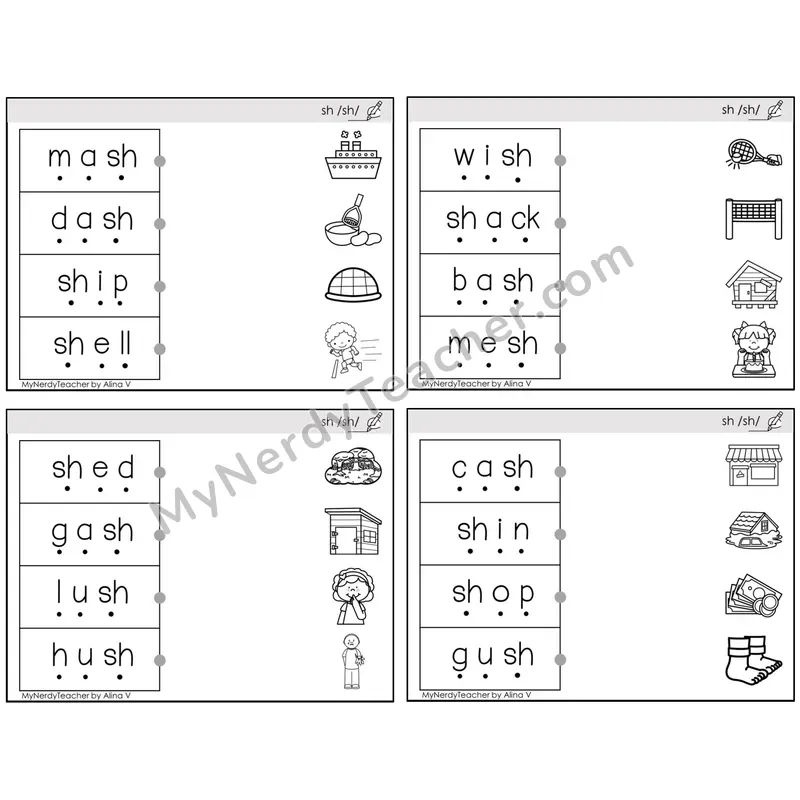 Digraph sh /sh/ — BW (C4 — Blend and Match)