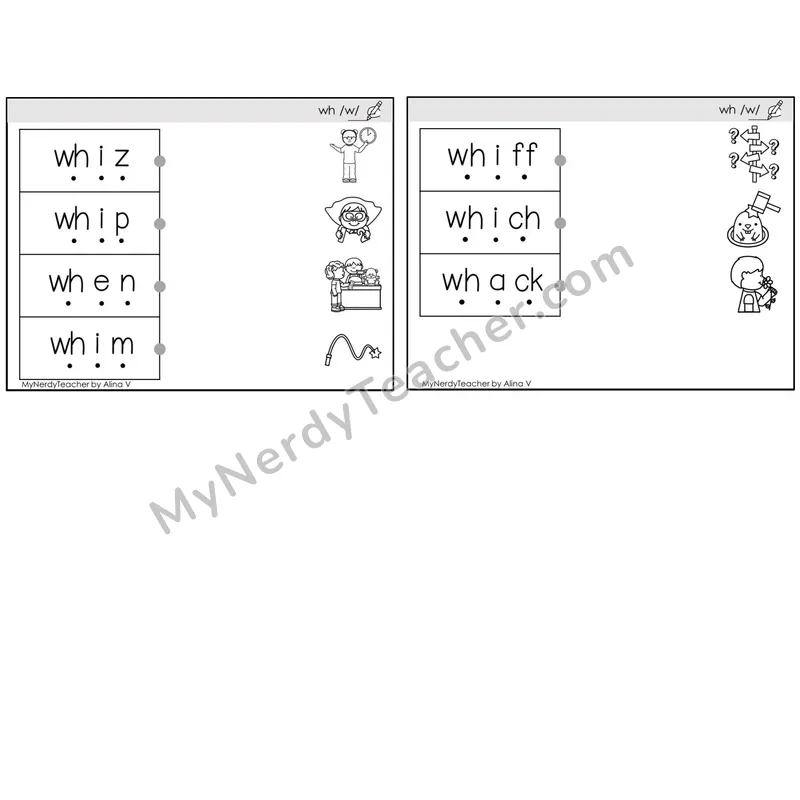 Digraph wh /w/ — BW (C4 — Blend and Match)