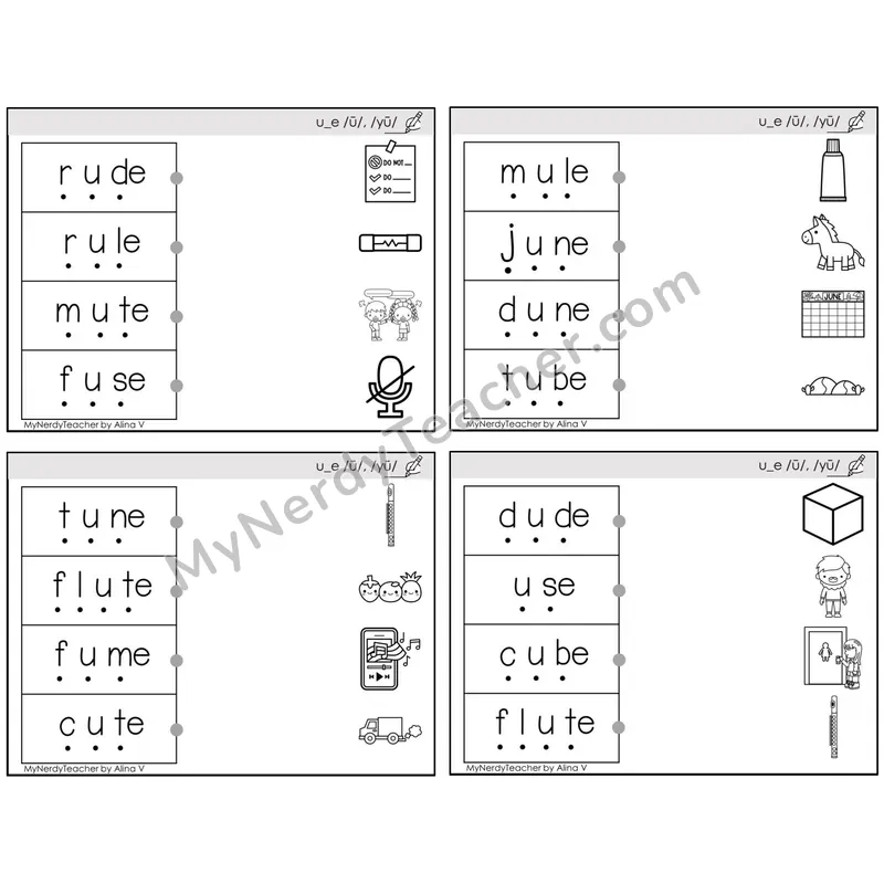Long U Silent E (u_e) — BW (C4 — Blend and Match)