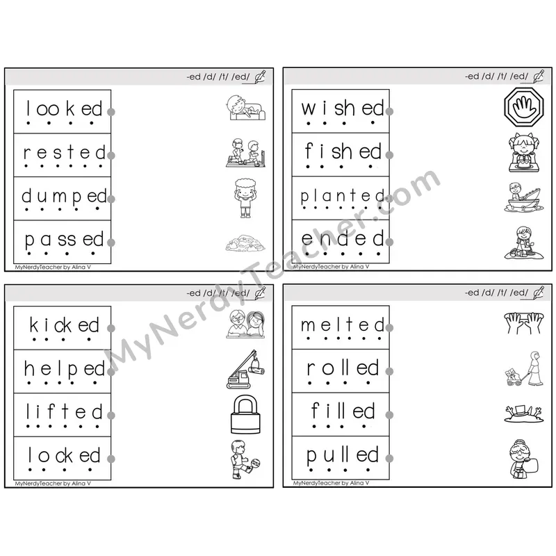 Inflectional Ending -ed (/d/, /t/, /ed/) — BW (C4 — Blend and Match)