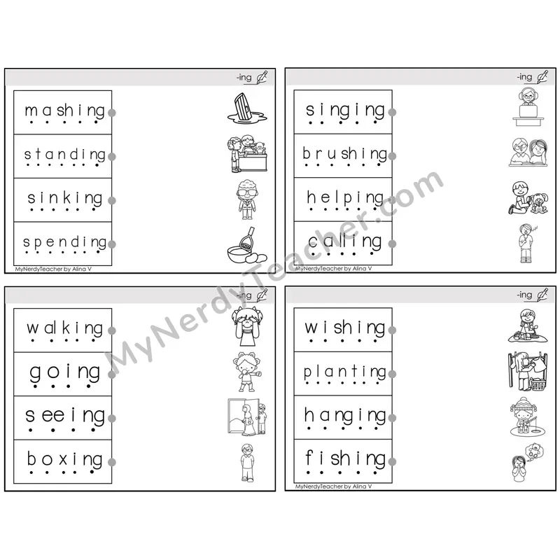 Inflectional Ending -ing — BW (C4 — Blend and Match)