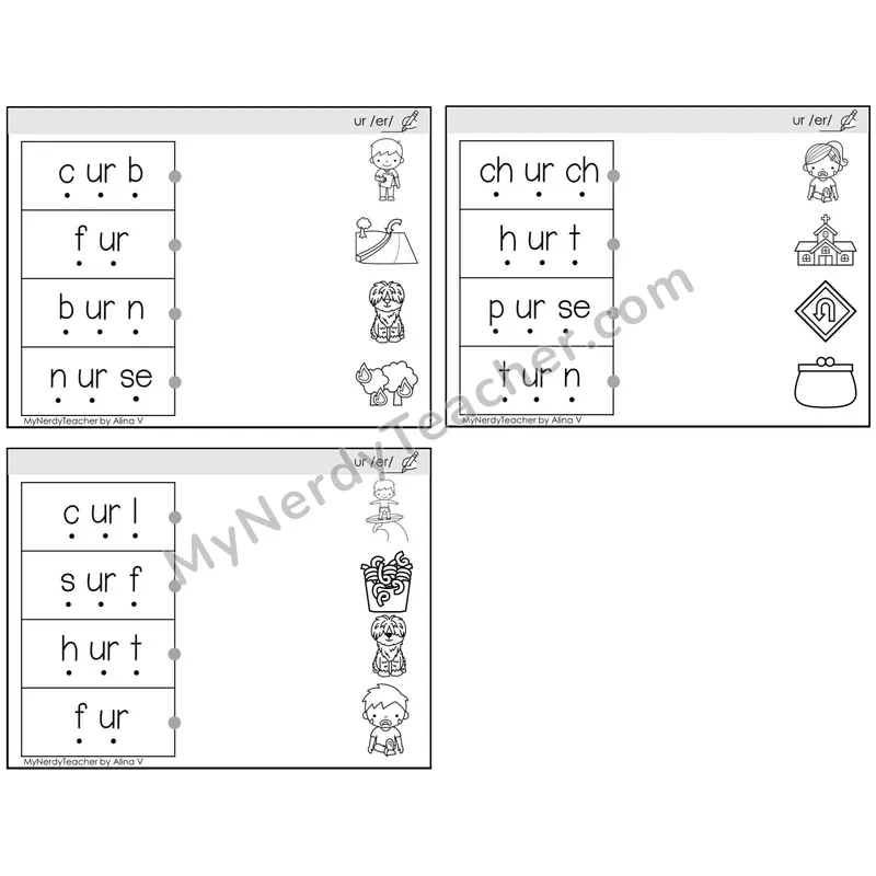 R-Controlled ur /er/ — BW (C4 — Blend and Match)