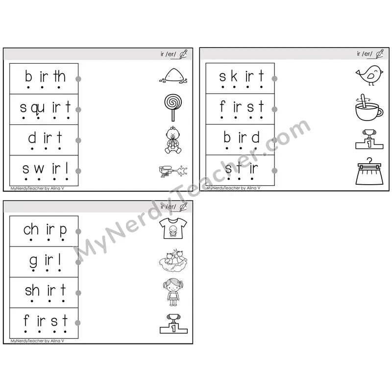 R-Controlled ir /er/ — BW (C4 — Blend and Match)