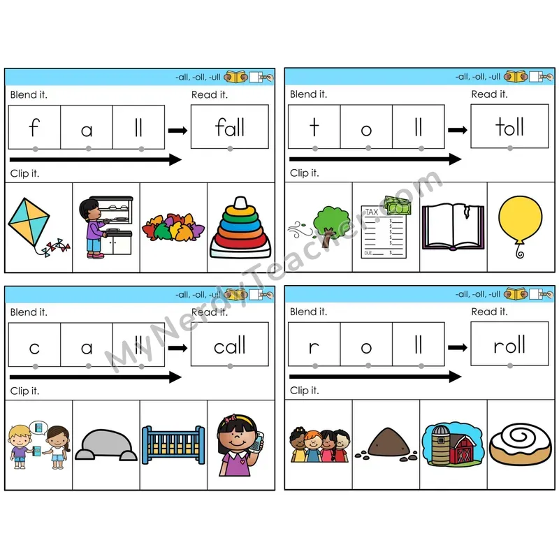 -all, -oll, -ull Word Families (C5 — Clip It)