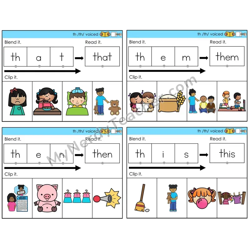 Digraphs th (Voiced & Unvoiced) (C5 — Clip It)