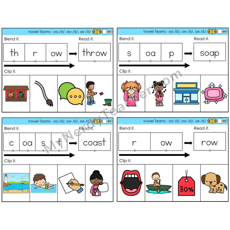 Vowel Teams oa, ow, oe /o/ (C5 — Clip It)