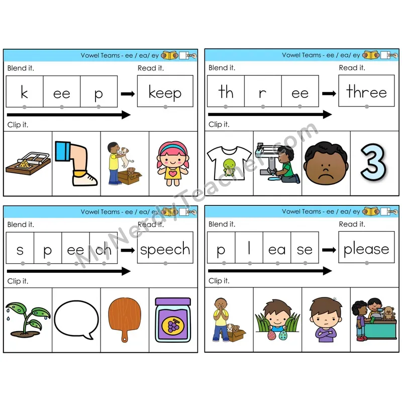 Vowel Teams ee, ea, ey /e/ (C5 — Clip It)