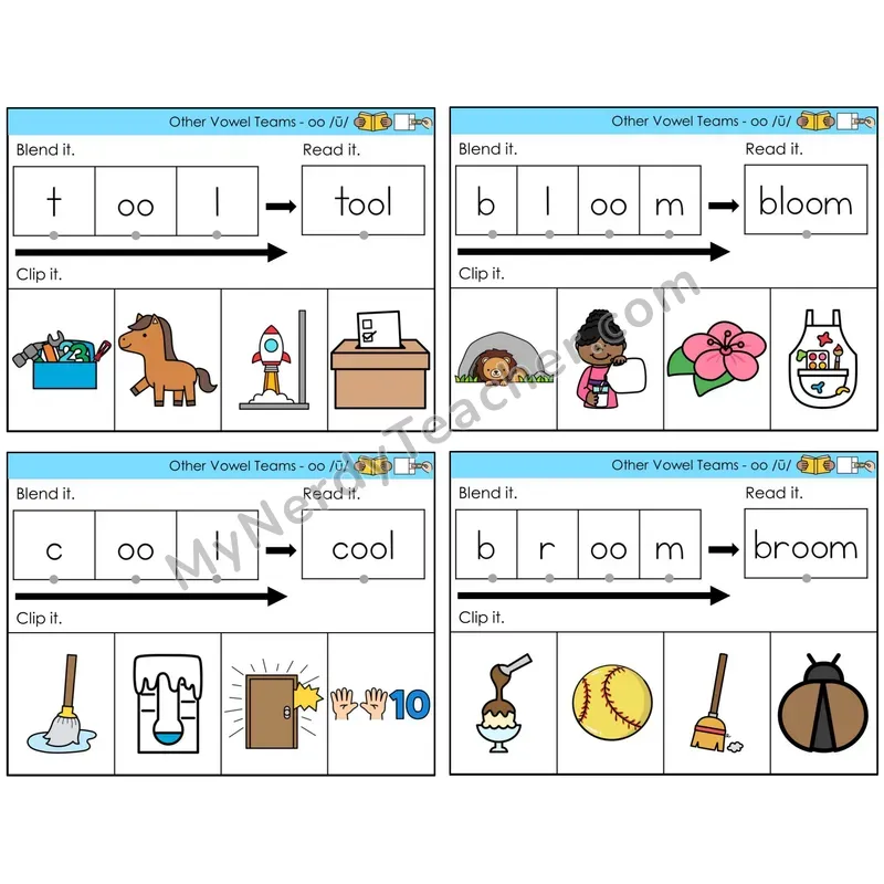 Vowel Teams oo /oo/ (moon) (C5 — Clip It)