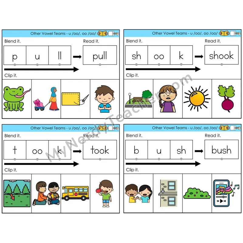 Vowel Teams oo, u /oo/ (book) (C5 — Clip It)