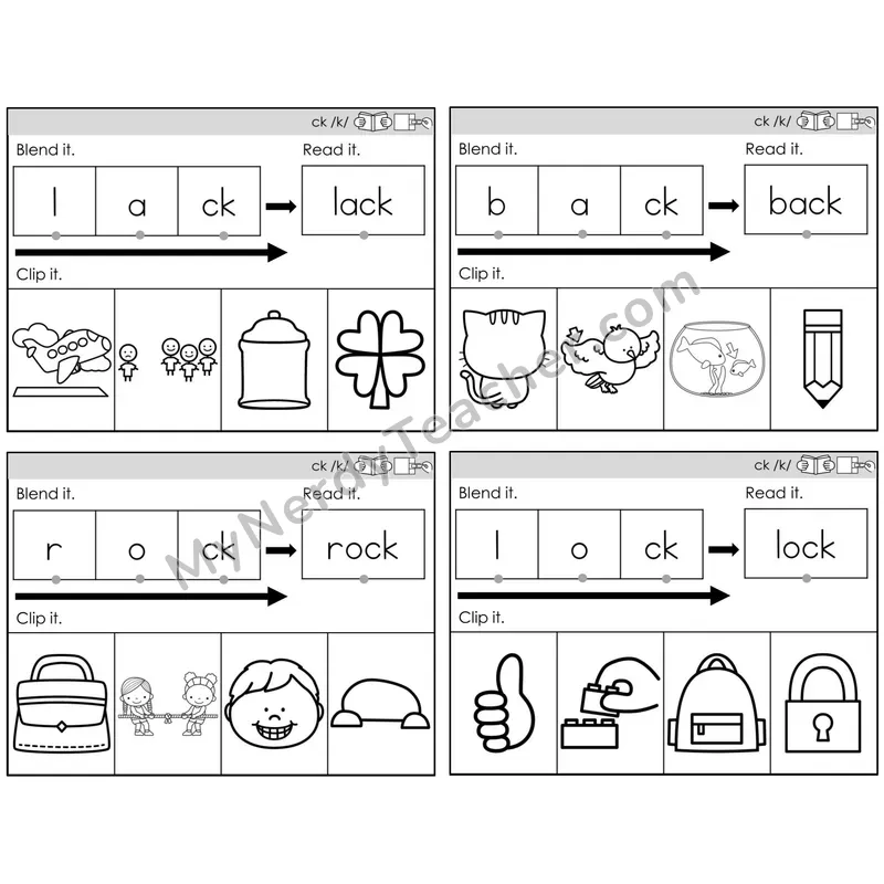 Digraph ck /k/ — BW (C5 — Clip It)