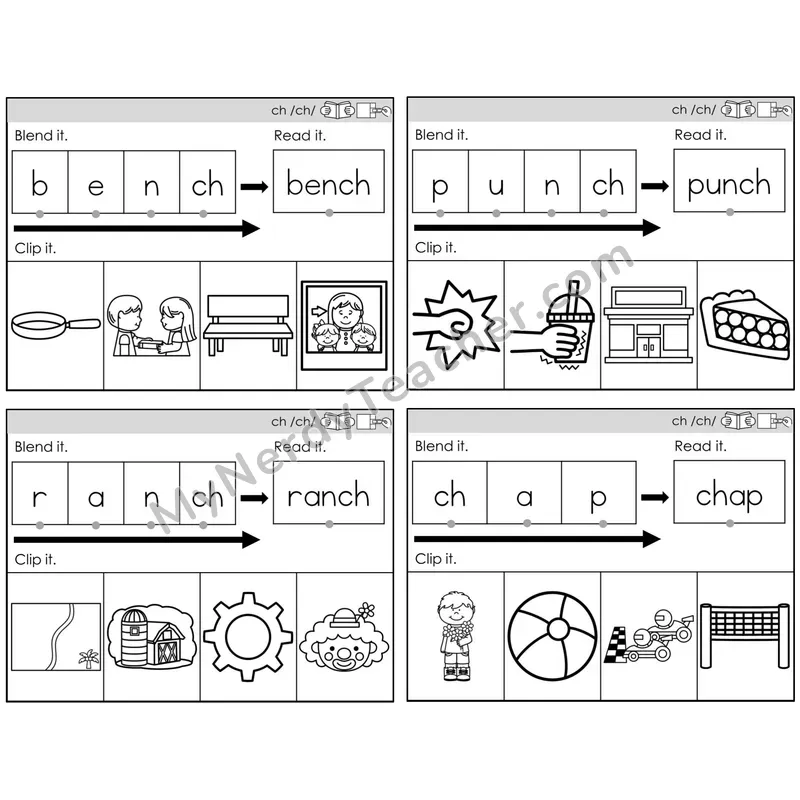 Digraph ch /ch/ — BW (C5 — Clip It)