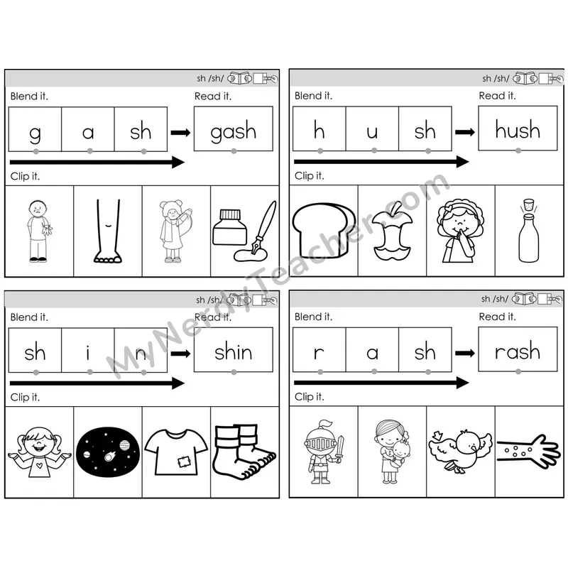 Digraph sh /sh/ — BW (C5 — Clip It)