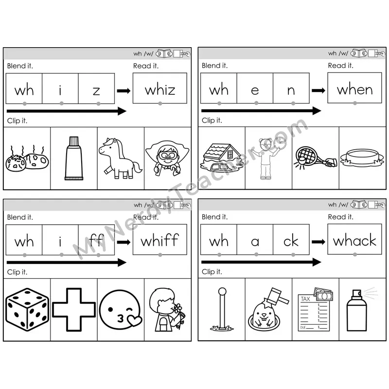 Digraph wh /w/ — BW (C5 — Clip It)