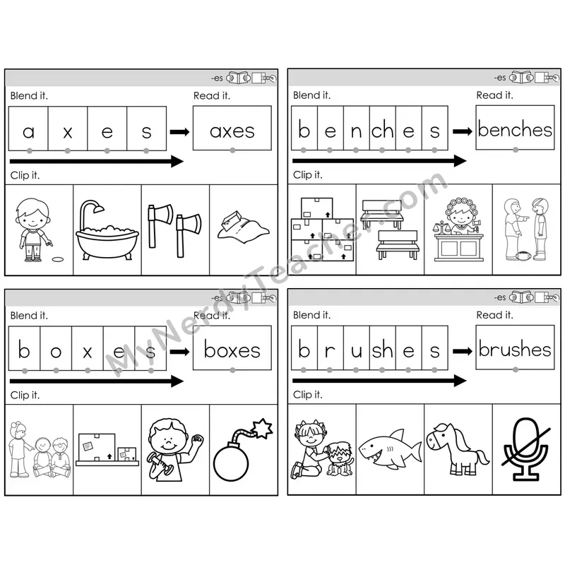 Inflectional Ending -es — BW (C5 — Clip It)