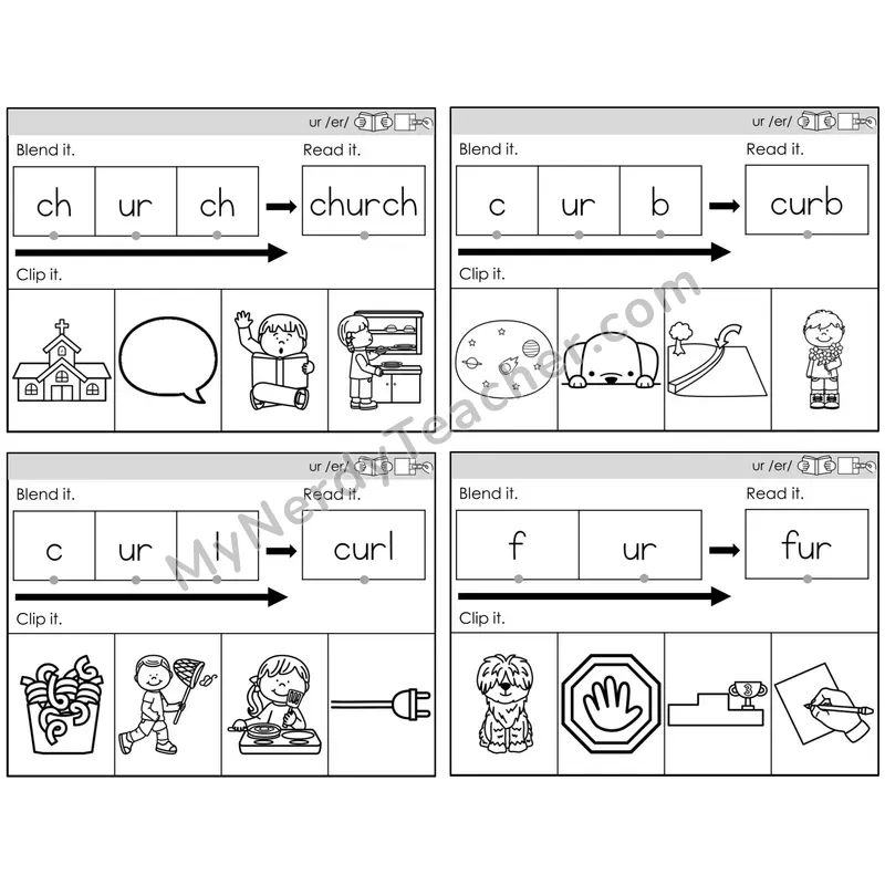 R-Controlled ur /er/ — BW (C5 — Clip It)