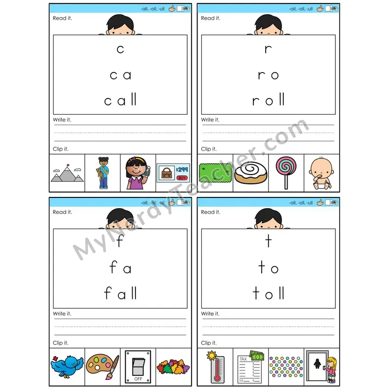 -all, -oll, -ull Word Families (C6 — Word Pyramids)