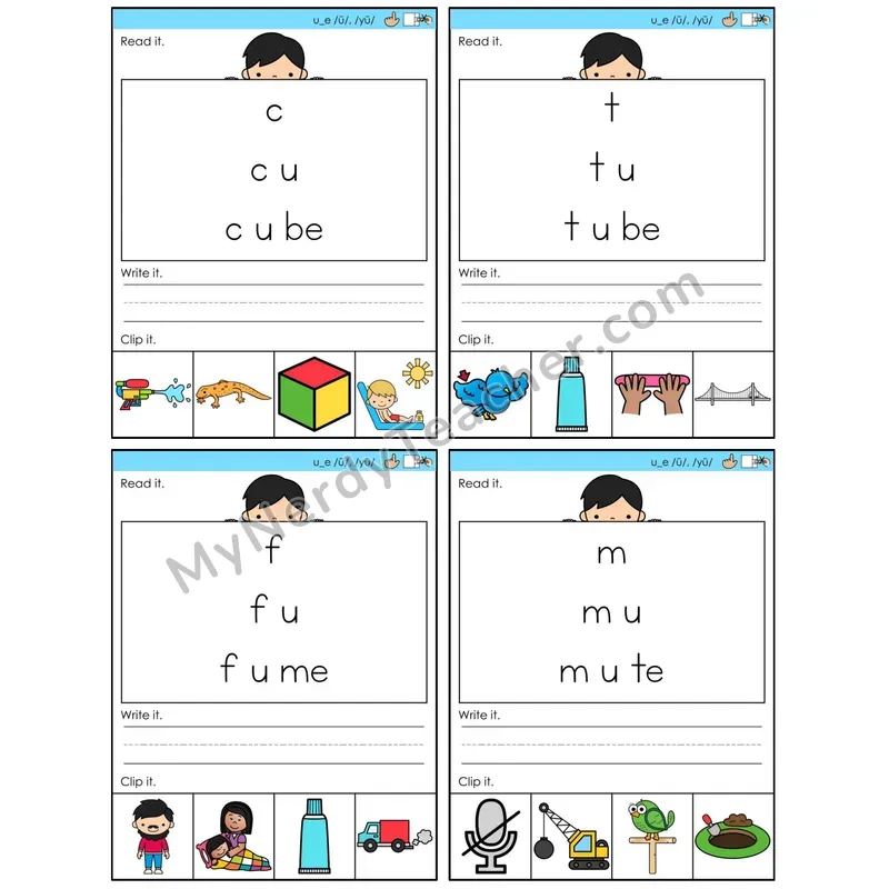 Long U Silent E (u_e) (C6 — Word Pyramids)