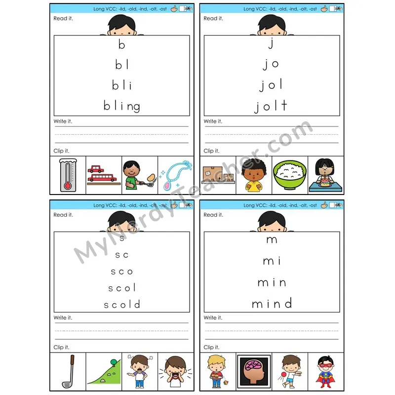 Long VCC (-ild, -old, -ind, -olt, -ost) (C6 — Word Pyramids)