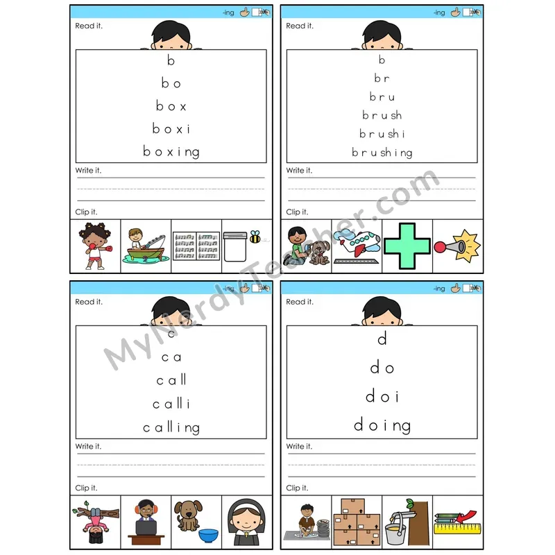 Inflectional Ending -ing (C6 — Word Pyramids)