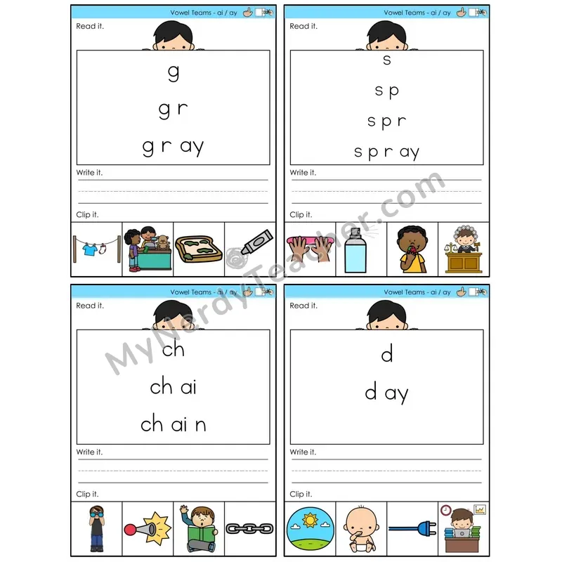 Vowel Teams ai, ay /a/ (C6 — Word Pyramids)