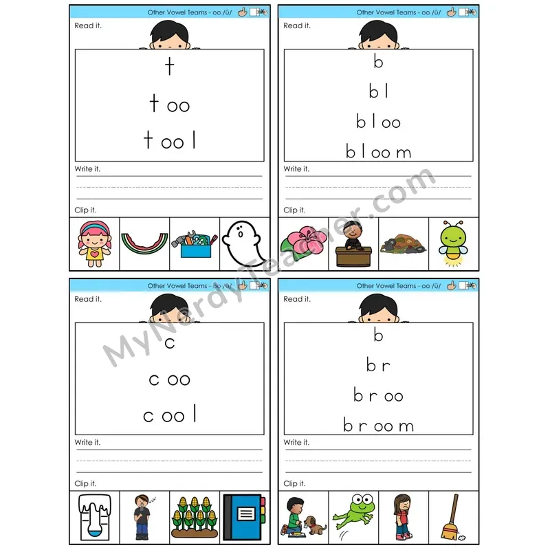 Vowel Teams oo /oo/ (moon) (C6 — Word Pyramids)