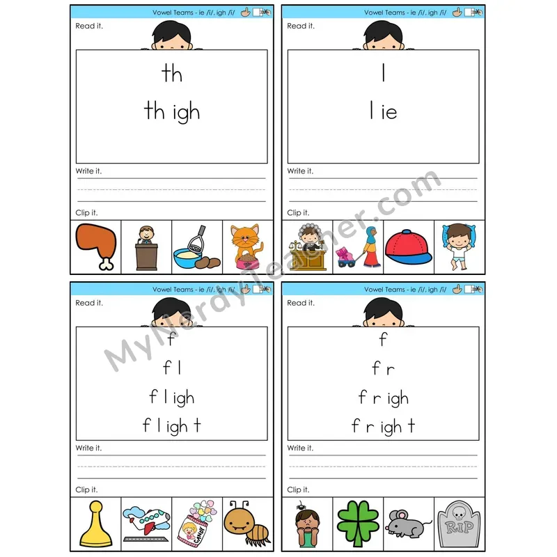 Vowel Teams ie, igh /i/ (C6 — Word Pyramids)