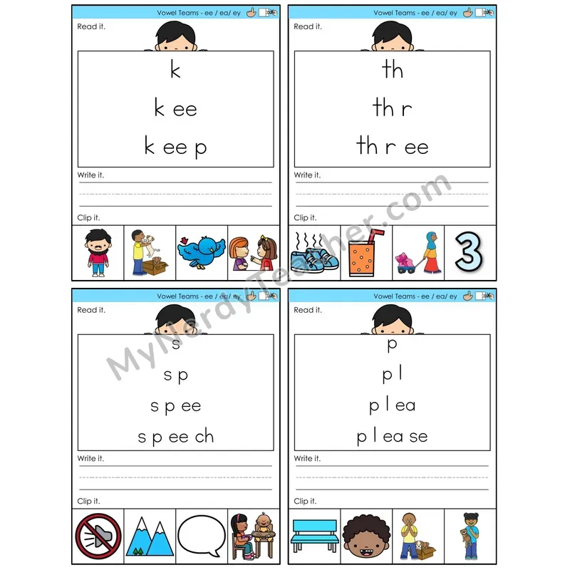 Vowel Teams ee, ea, ey /e/ (C6 — Word Pyramids)