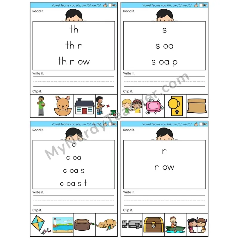 Vowel Teams oa, ow, oe /o/ (C6 — Word Pyramids)