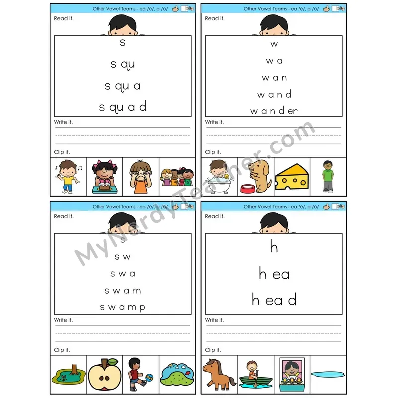 Vowel Teams ea /e/, a /o/ (C6 — Word Pyramids)