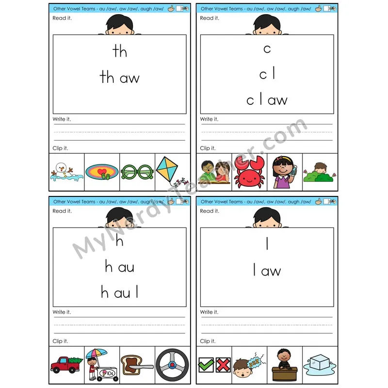 Vowel Teams au, aw, augh /aw/ (C6 — Word Pyramids)