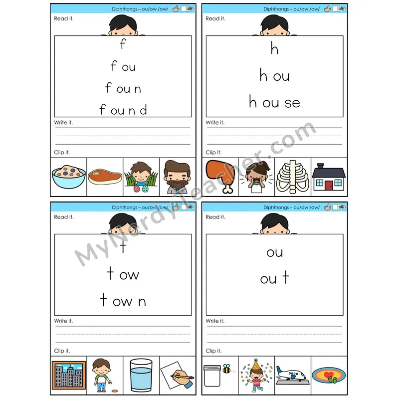 Diphthongs ou, ow /ow/ (C6 — Word Pyramids)